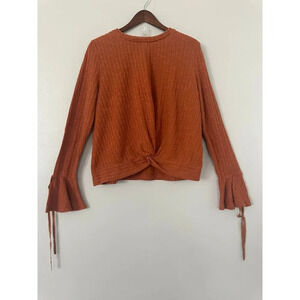 Davi & Dani Bell Sleeve Ribbed Sweater Size Large